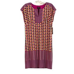 Laundry by Shelli Segal Dress Shocking Pink Multi Color Sheath Size Small New